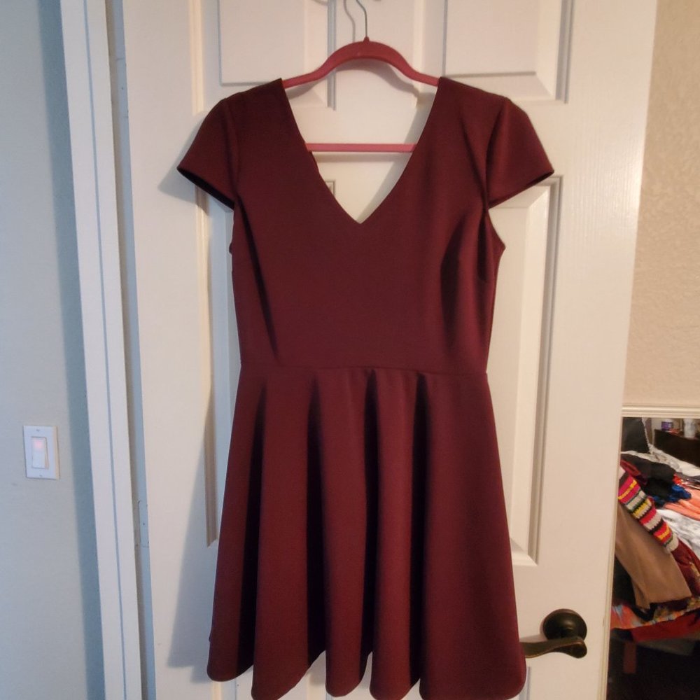 Purple V Neck Flowy Dress